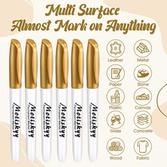 Motiskyy 48 Pcs Metallic Permanent Markers Bulk 1 Count (Pack of 48), Gold