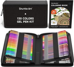 Gel Pens, 130 Colors Gel Pen with 1 Coloring Book in Travel Case for Adults C…