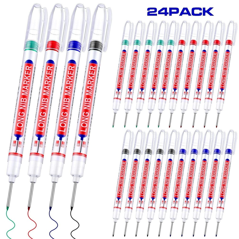 24 Pieces Deep Hole Marker Pens 20 Mm Deep Drill Hole Long Nib Marker Multi