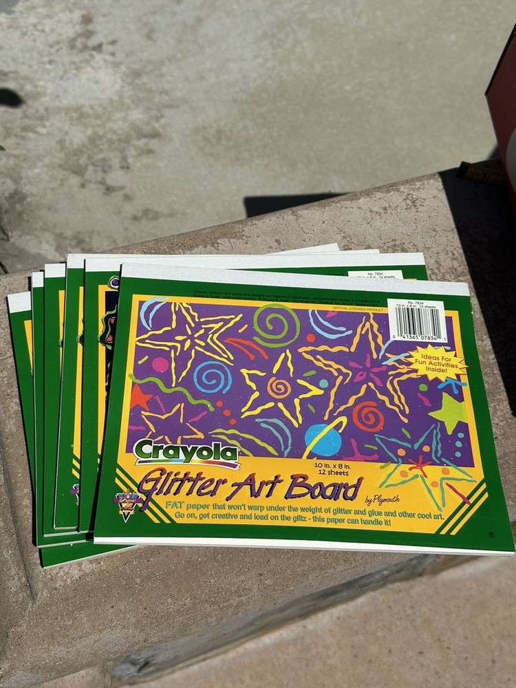 Crayola Glitter Art Board For Marker Watercolor Glue 6 Pad Pack 10 X 8