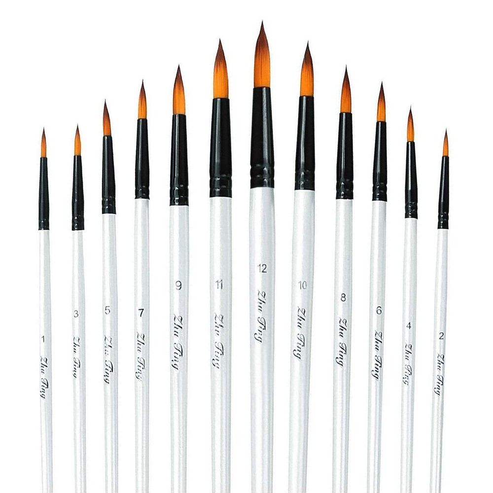 Acrylic Paint Brushes Set, 12pcs Professional Round-Pointed Tip Artist Paintb…