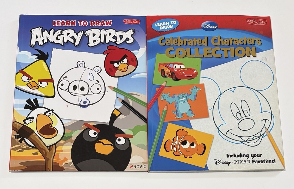 Walter Foster Disney Learn to Draw Celebrated Characters Collection & Angry Bird