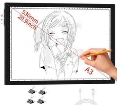 A3 Light Board with Side Buttons, 16.6×12.6 Inch LED Light Pad for Drawing