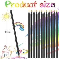 Art Supplies for Kids and Adults, 7 Color in 1 Black Wooden Rainbow Colored 12