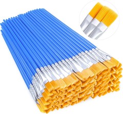100Pcs Small Paint Brushes Bulk Flat Top Craft Brushes for Kids Art Projects
