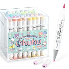 Ohuhu Illustration Marker Fine Brush 48color Pastel Sanrio Alcohol w/Blender