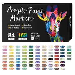 Acrylic Paint Markers Dual Tip Brush Pens for Rock Wood Glass Ceramic Fabric