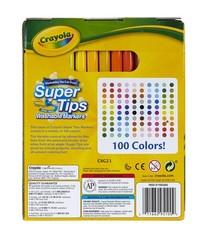 Crayola Super Tips Marker Set for Kids 100ct, Broad Tip Fine Point Washable