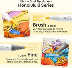 Ohuhu x Bobbie Goods Honolulu B Series 48 Colors Illustration Markers Tip Japan