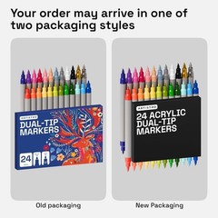 ARTISTRO 24 Acrylic Paint Markers – Paint Pens for Drawing, Brush + Fine Tips –