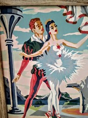 3 Mid-century Modern French English Spanish Dancers Paint By Number Framed Art