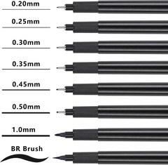 Archival Quality 8-Piece Fineliner Ink Pen Set for Sketching and Writing