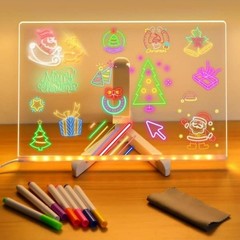 LED Drawing Board LED Light Up Whiteboard with 7 Colors 11x 7Acrylic Glow Board