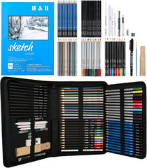 72PCS Drawing Supplies Sketching Set,Art Kit Drawing & Colored Pencils for Adult