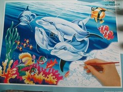 Reeves Painting by Numbers UNDERWATER DOLPHINS Kit PL36 11.5″ x 15.5″ Sealed