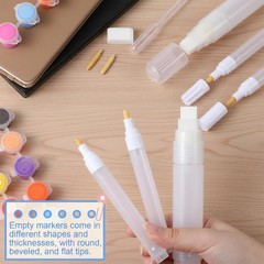 16 Pcs Refillable Acrylic Paint Markers, Refillable Paint Pen, 3mm, 6mm, 15mm Em