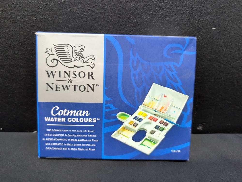 Winsor & Newton Cotman Watercolors Paint Set Compact Box 14 Half Pans