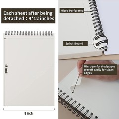 9″ x 12″ Sketch Book, Top Spiral Bound Sketch Pad, 1 Pack 100 Sheets 68lb/100…