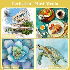 Marker Paper Sketchbook 9″X12″, 120lb/200gsm Thick Marker Paper, 60 Sheets Ac…