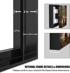 Black Canvas Floater Frame for 24×36″ Art – Modern Wall Decor, Hardware Included