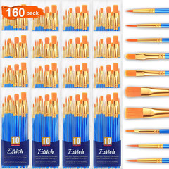 Acrylic Paint Brushes Set, 16 Packs /160 Pcs, Nylon Brush Head, Suitable for Acr