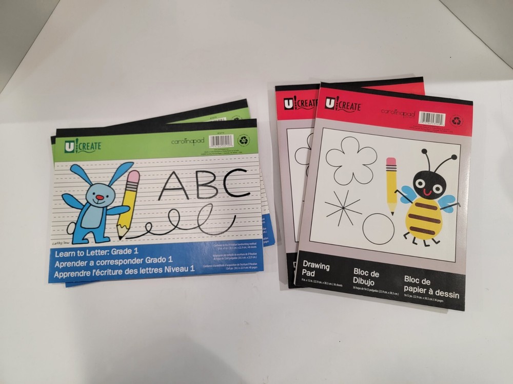 U-create 12″ x 9″ Writing Pads & Drawing Pads ~ 2 of Each, Blank Paper, White