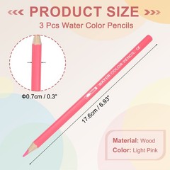 3Pcs Watercolor Pencils for Coloring Drawing Painting,Light Pink