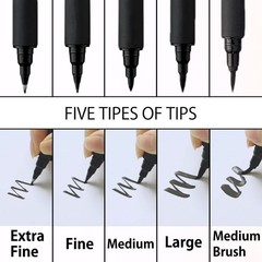 Bimoji Brush Pen, 5 pcs set (Extra Fine, Fine, Medium, Large, Medium Brush), …
