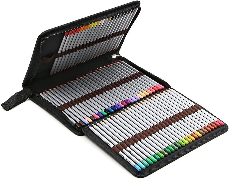 BTSKY Portable Canvas Zippered Colored Pencil Case-Super Large Capacity 72 Slot