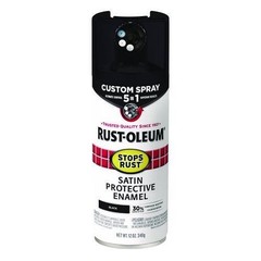 Rust-Oleum Stops Rust 5-in-1 Spray Paint, Satin Black, 12 oz Aerosol Can, 2/Pack