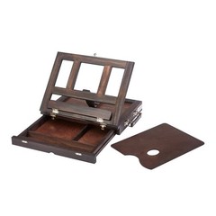 704 Adjustable Wood Espresso Stained Desk Table Easel with Storage Drawer, Paint