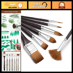 Professional Sable Watercolor Brush Set – 7 Pcs Variety Shapes for Painting, Ink