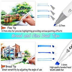 Alcohol Markers, 24 Colors Art Coloring Marker Set Fine & Chisel Dual Tip Dra…