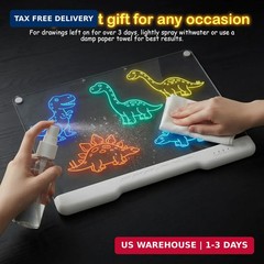 LED Drawing Board for Kids, 17″ Rechargeable Doodle Glow LED Note Board with Col