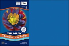 Tru-Ray Construction Paper, 12″ x 18″, 50% Recycled, Atomic Blue, Pack Of 50