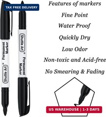 Shuttle Art Permanent Markers, 30 Pack Black Permanent Marker set, Fine Point, W