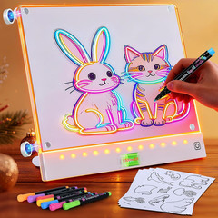 Rechargeable LED Drawing Board 7 Colors Magnetic Light Up Note Toy for Kids