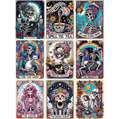 Skull Diamond Art Kits for Adults – 9pcs, Tarot Card Diamond Painting for Beginn