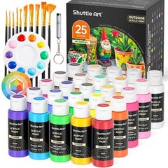 Shuttle Art 25 Colors Outdoor Acrylic Paint 2 Fl Oz (Pack of 25), 25