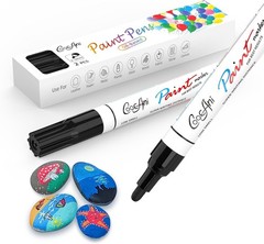 Black Oil-Based Paint Markers 2 Pack – Waterproof, Quick Drying for Multi-Sur…