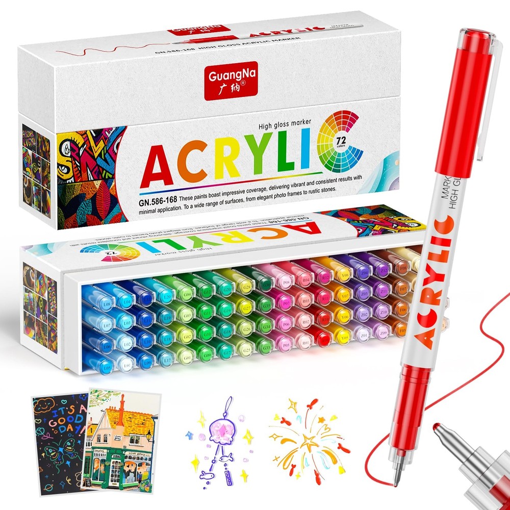 Acrylic Paint Markers, 72 Colors Acrylic Gel Pens, Ballpoint Pens Extra Fine …