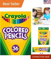 Colored Pencils 36ct, Kids Pencil Set, Pre-Sharpened Coloring Book Pencils fo…