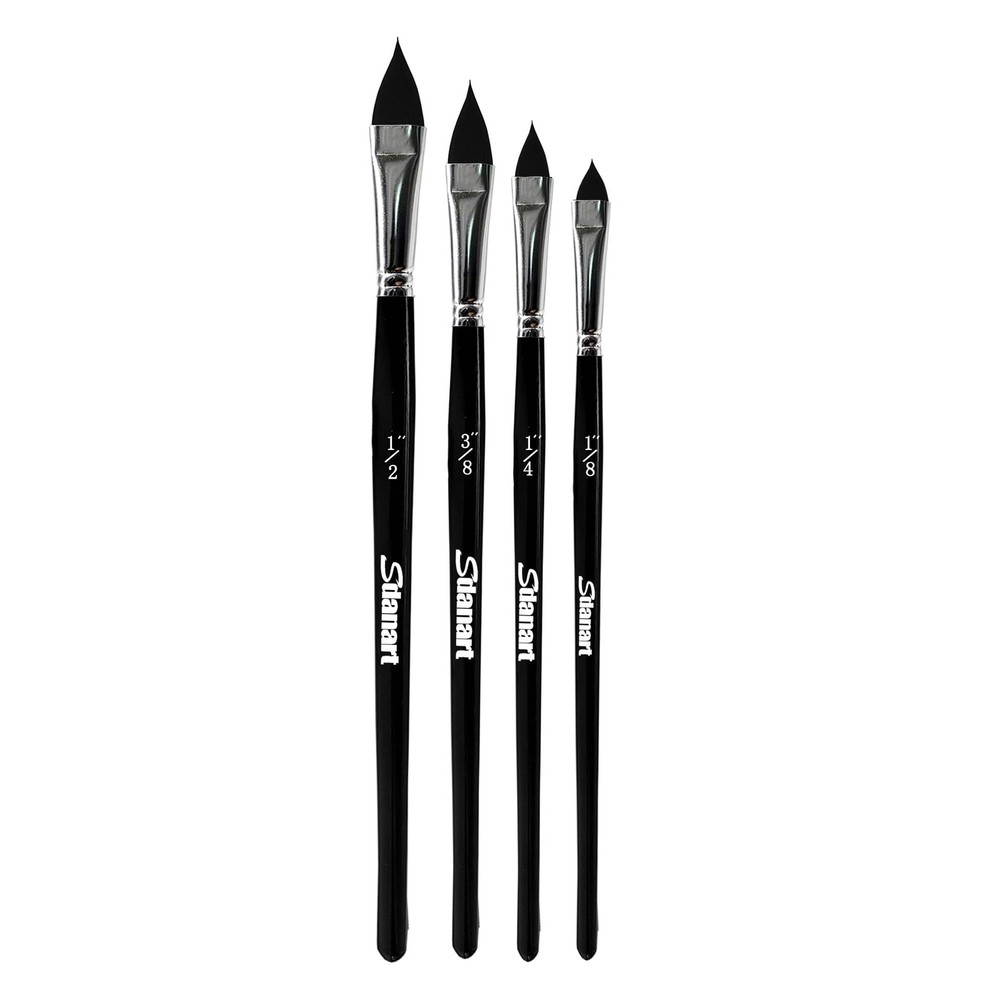 Sdanart Cat Tongue Watercolor Brushes,4 PCS 1/8″, 1/4″, 3/8″, 1/2″, Black