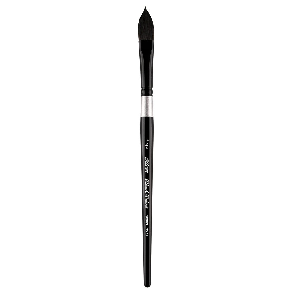 3009S-1/2 Black Velvet Oval Wash Paintbrush for Watercolor, Gouache, Inks, & …