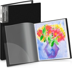 Dunwell 11×14 Binder with Sleeves (Black), 24 Pockets Display 48 11×14, Black