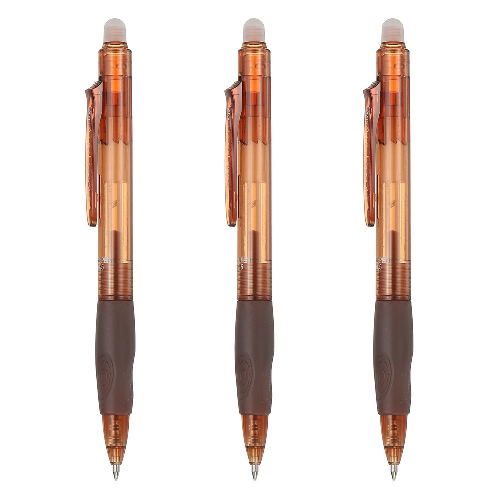 3Pcs Erasable Gel Pens, Retractable Fine Point 0.5mm Marking Pen, Brown