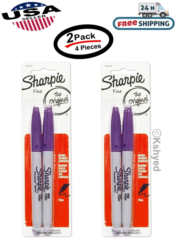 Sharpie Permanent Ink Marker Pen, Fine Point, Original Sharpie, Purple (2 Pack)