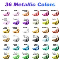 X ARTY HUB Metallic Airbrush Paint Kit, 36 Colors with 36 metallic colors