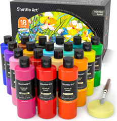 18 Colors Acrylic Paint Bottle Set (250Ml/8.45Oz), Rich Pigmented Bulk Painting