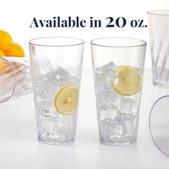 Palmetto [Set of 16] 20 ounce Plastic Stackable Water Tumblers in Clear,